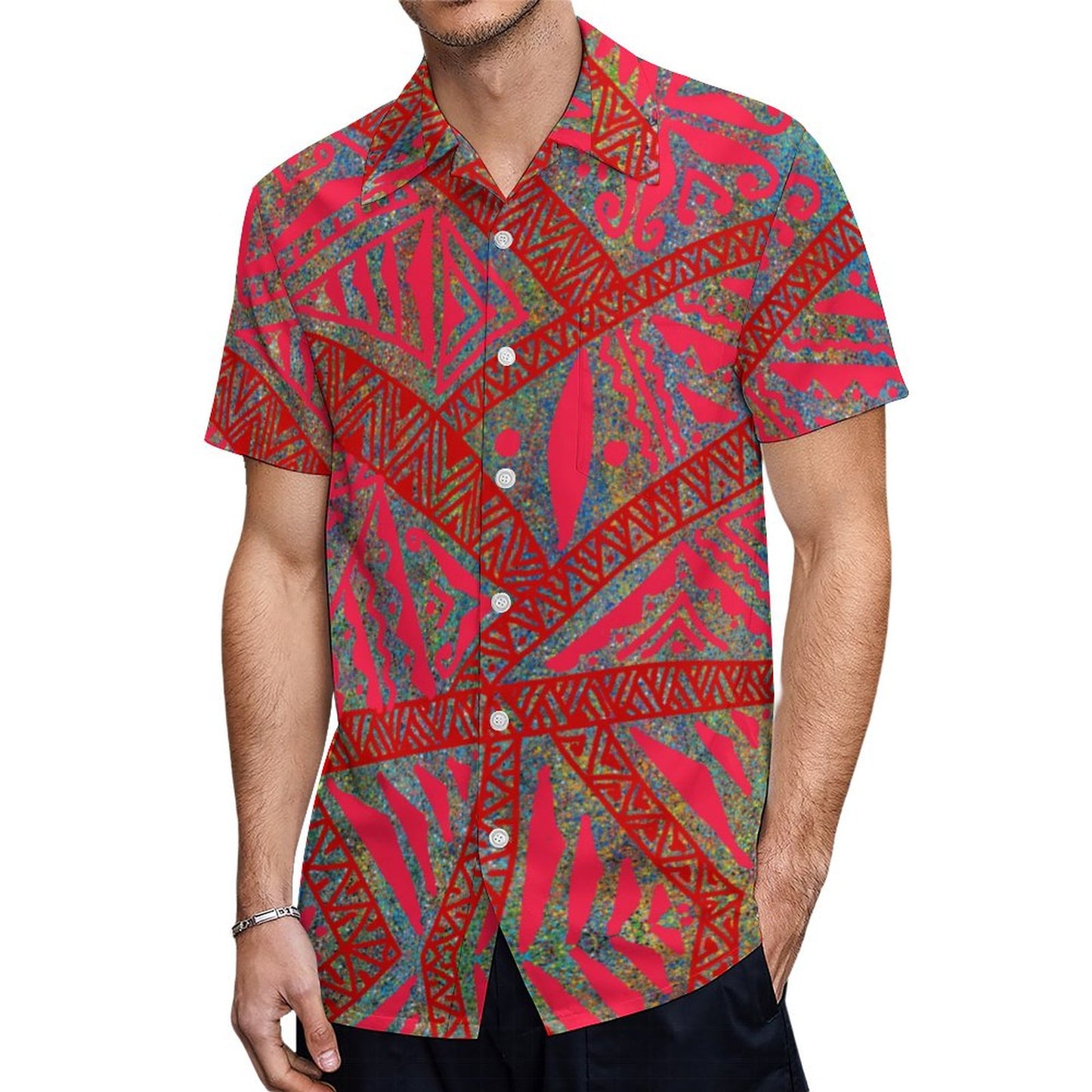 Chemise hévi rouge imprimée gatu