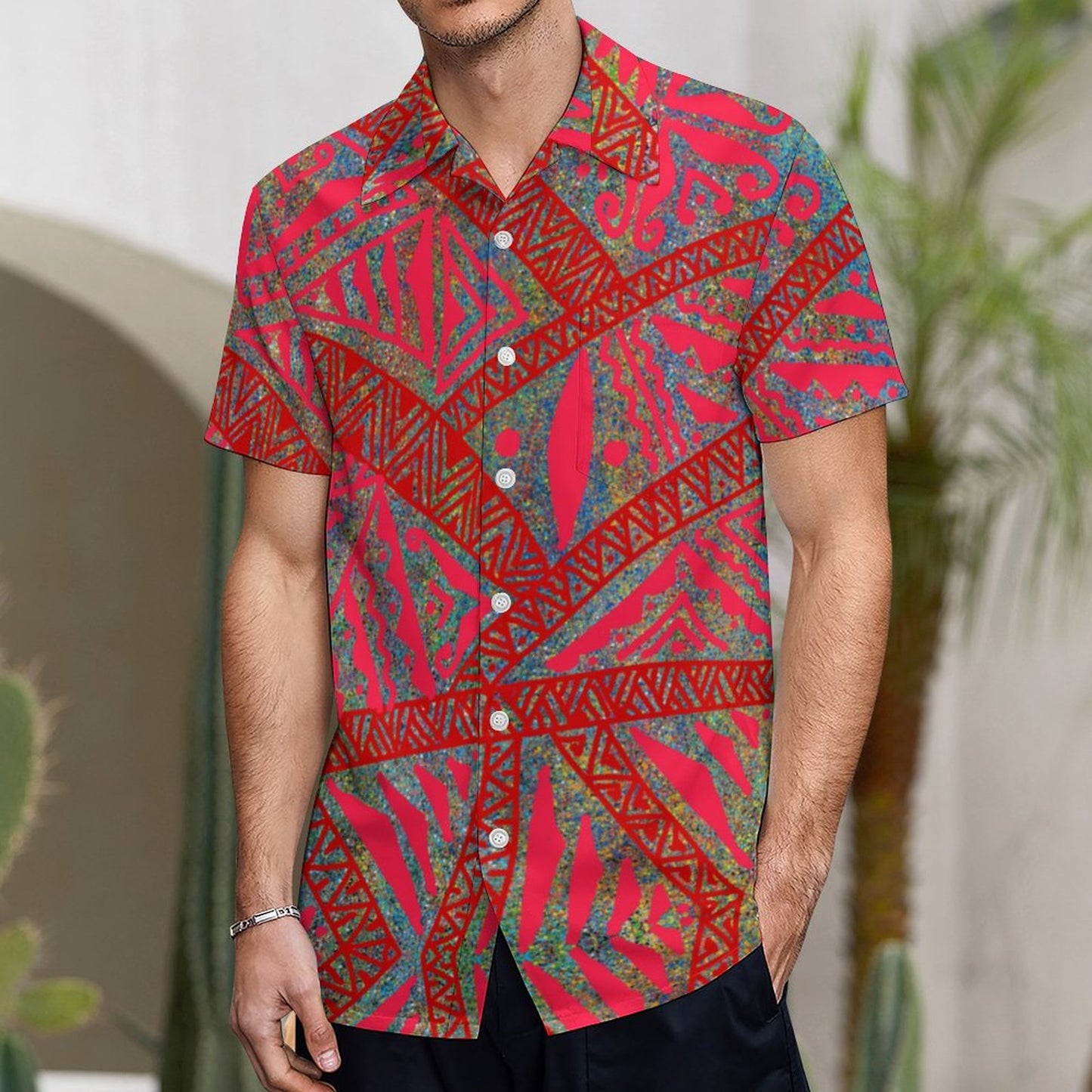 Chemise hévi rouge imprimée gatu