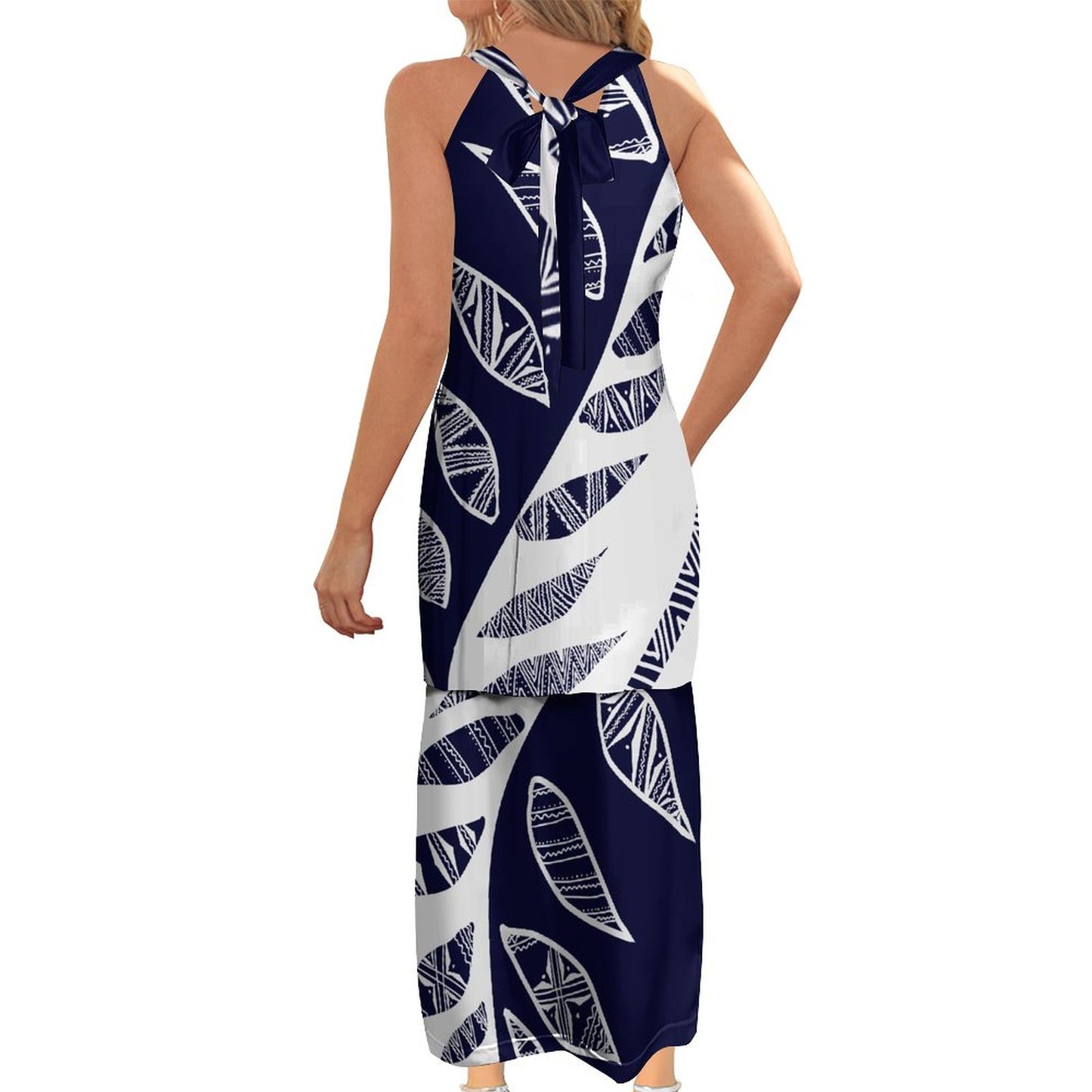 Ensemble diane bicolore bleu/blanc imprimé gatu