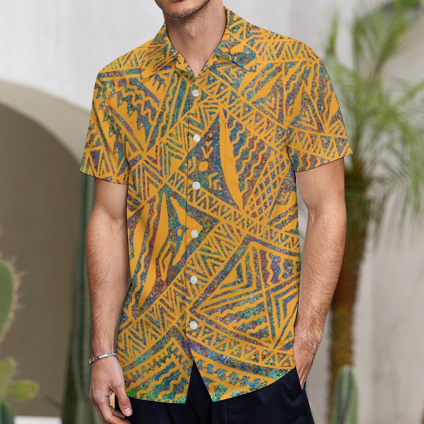 Chemise hévi jaune imprimée gatu