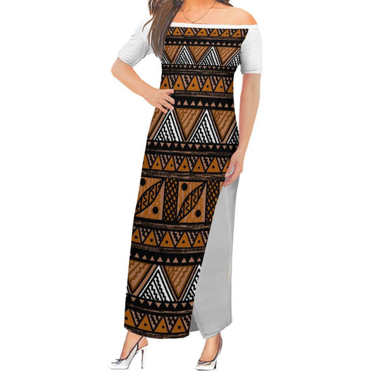 Robe longue en soie/ motif gatu