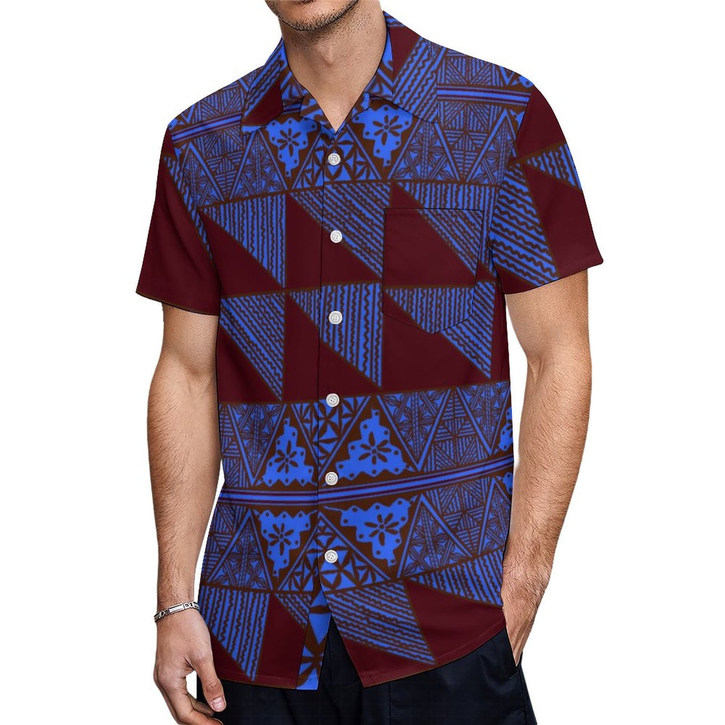 Chemise hévi bleue imprimée gatu