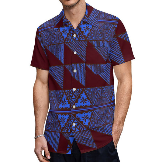 Chemise hévi bleue imprimée gatu