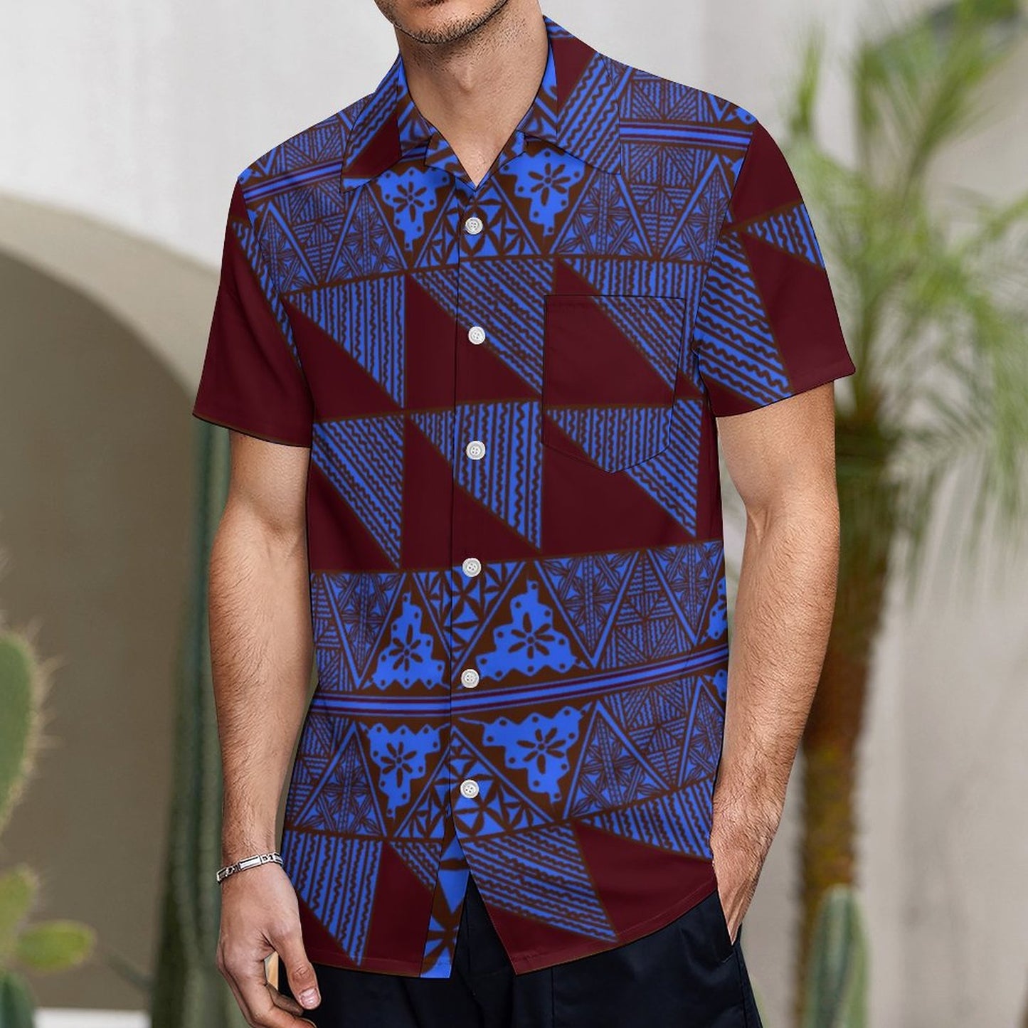 Chemise hévi bleue imprimée gatu