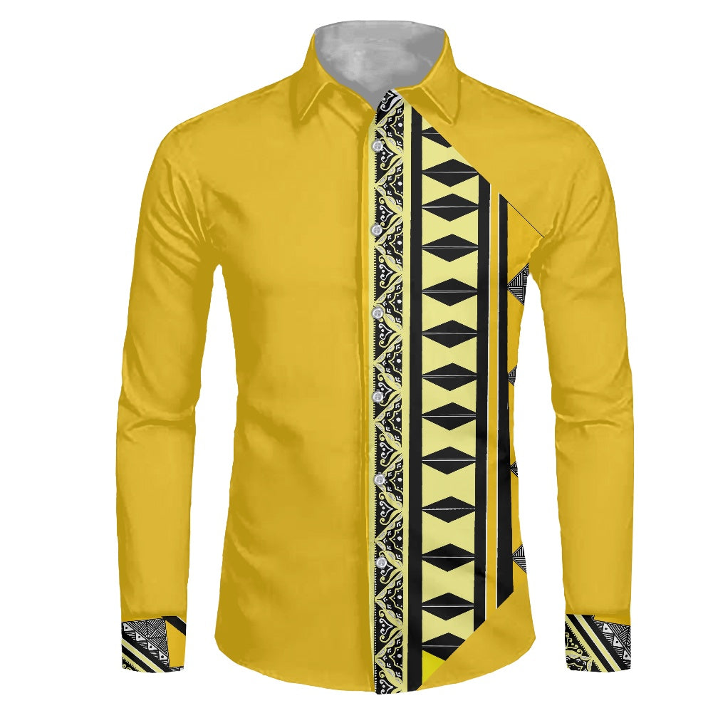 Chemise mata jaune imprimée tapa