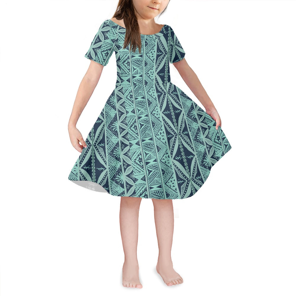 Robe lina bleue imprimée gatu