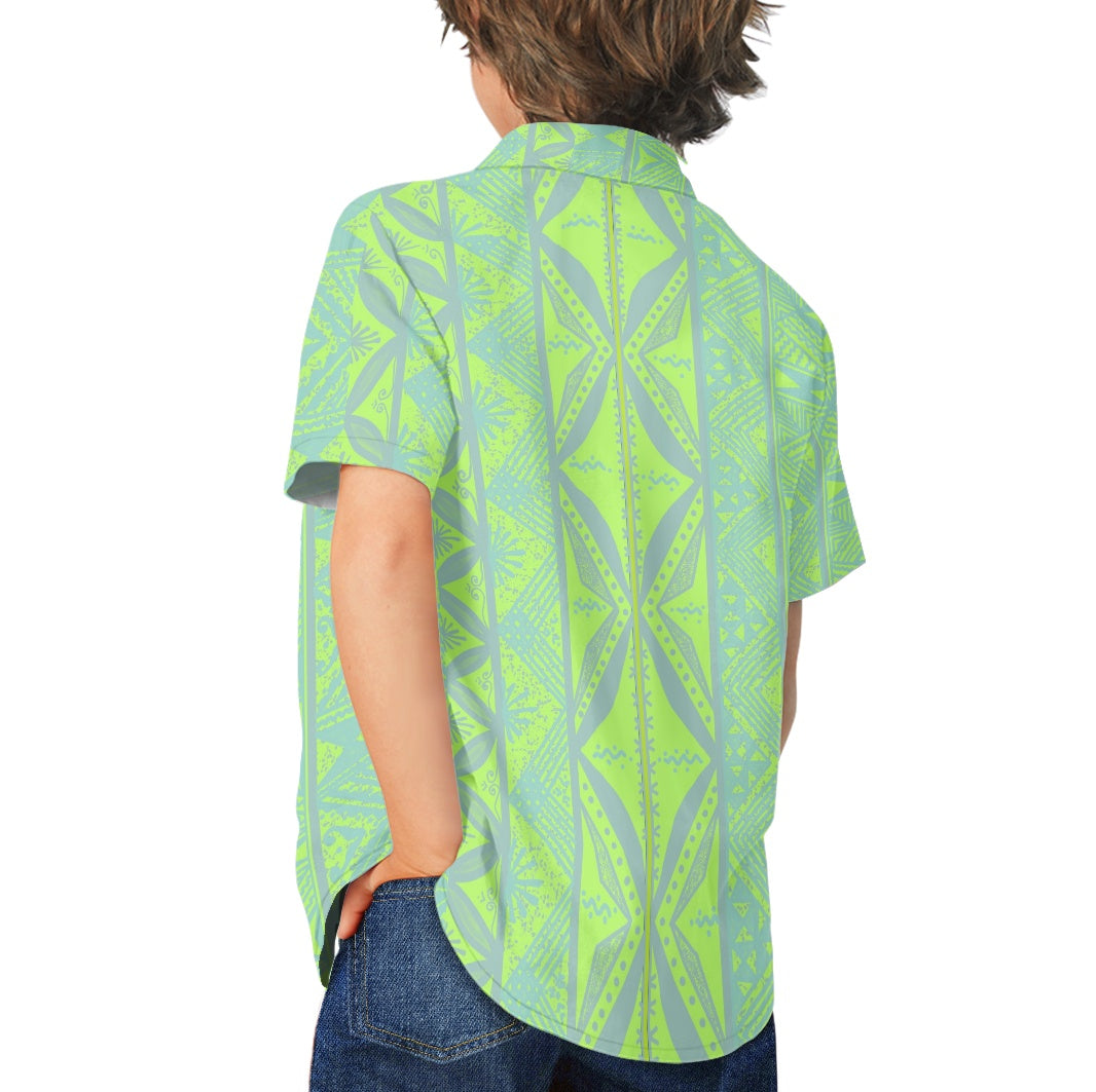 Chemise matt vert imprimée gatu