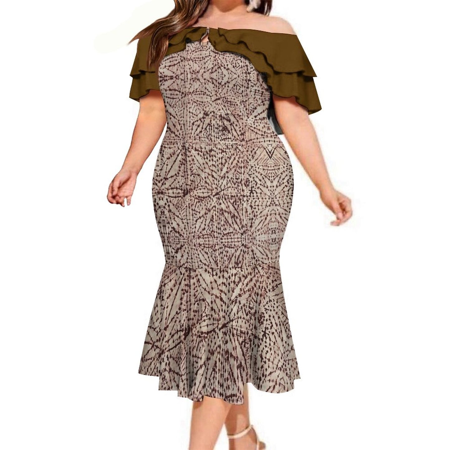 Robe volante imprimée kupesi marron