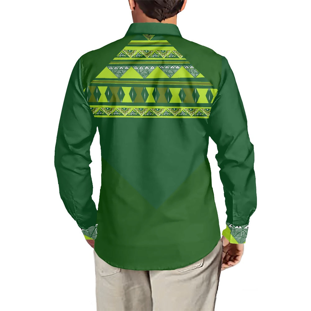 Chemise mata vert imprimée tapa
