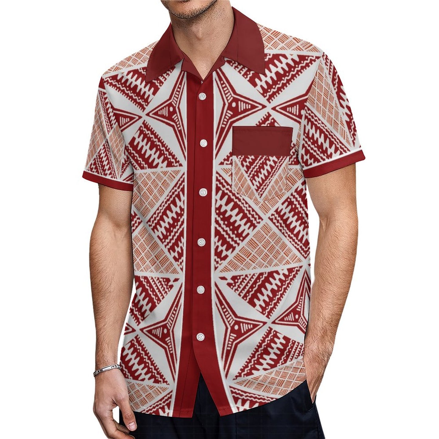 Chemise hévi rouge imprimée gatu