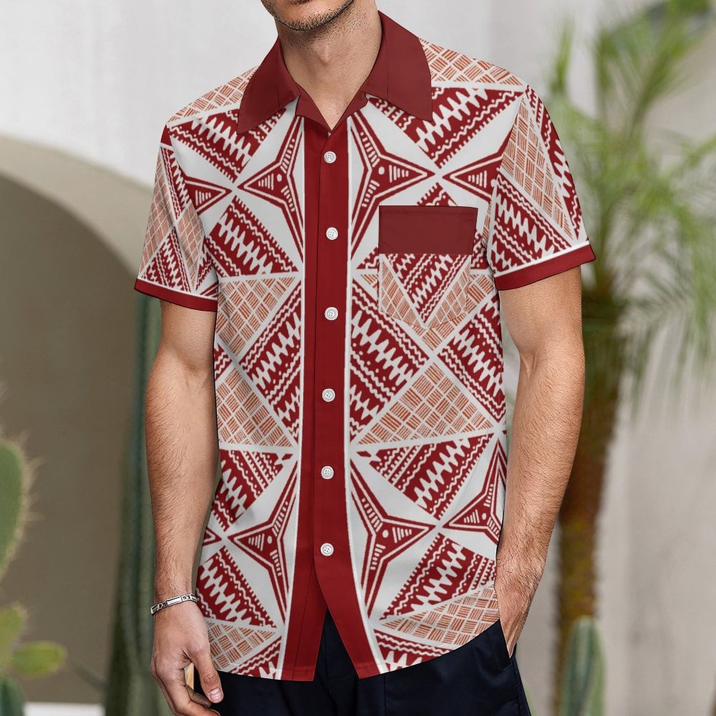 Chemise hévi rouge imprimée gatu