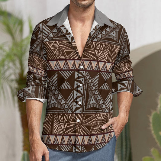 Chemise mata gris imprimée gatu
