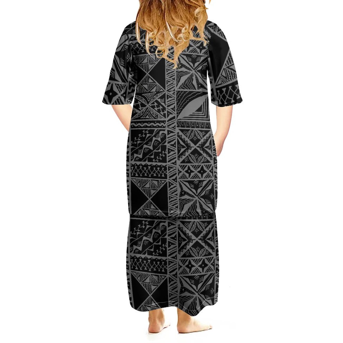 Ensemble haut/jupe fillette noir motif gatu