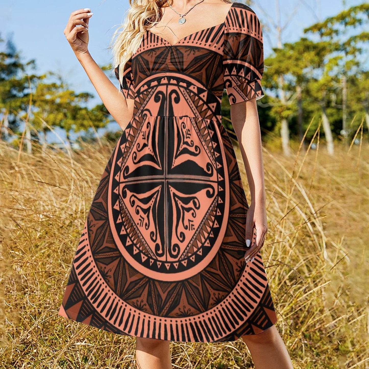Robe ana saumon imprimée gatu