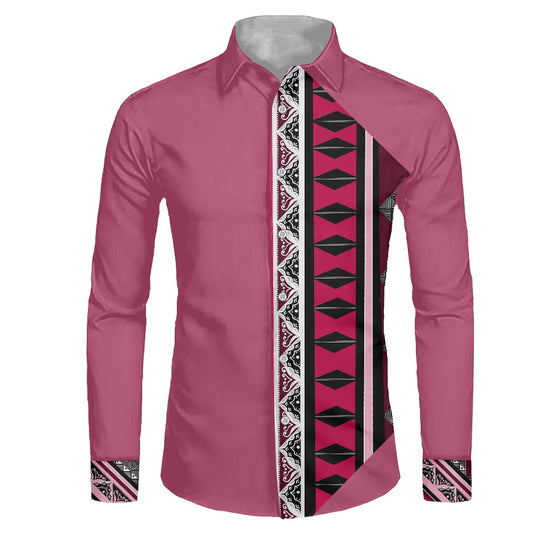 Chemise mata rose imprimée tapa