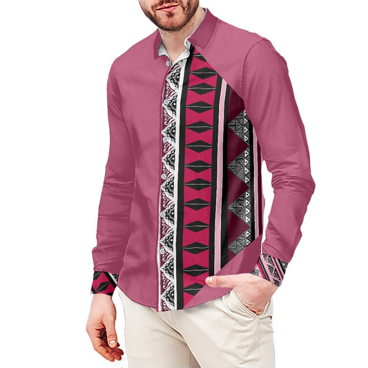 Chemise mata rose imprimée tapa