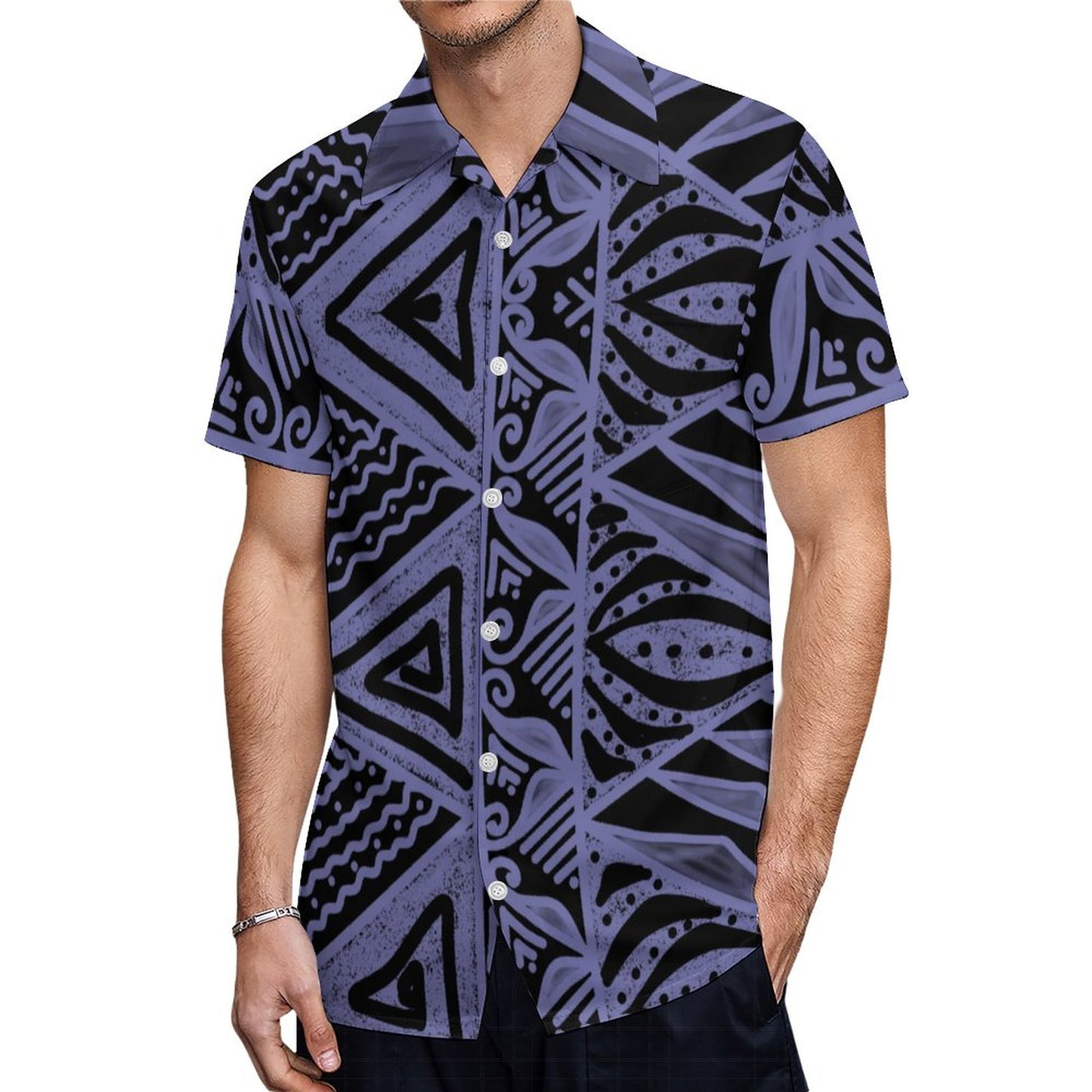 Chemise orion noir imprimée gatu