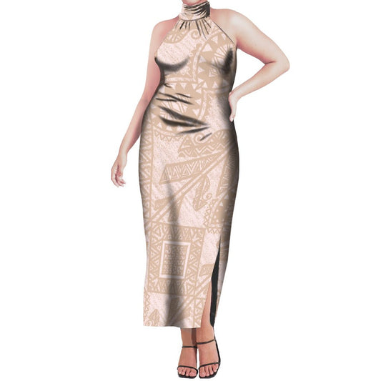 Robe sala beige imprimée
