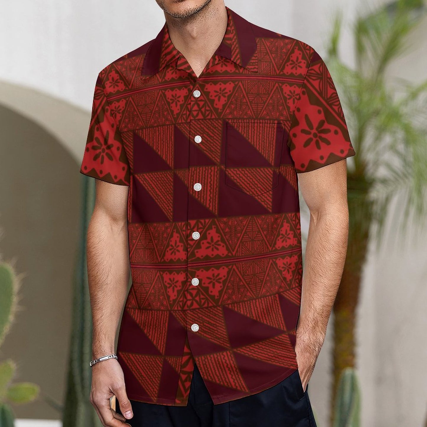 Chemise hévi rouge imprimée gatu