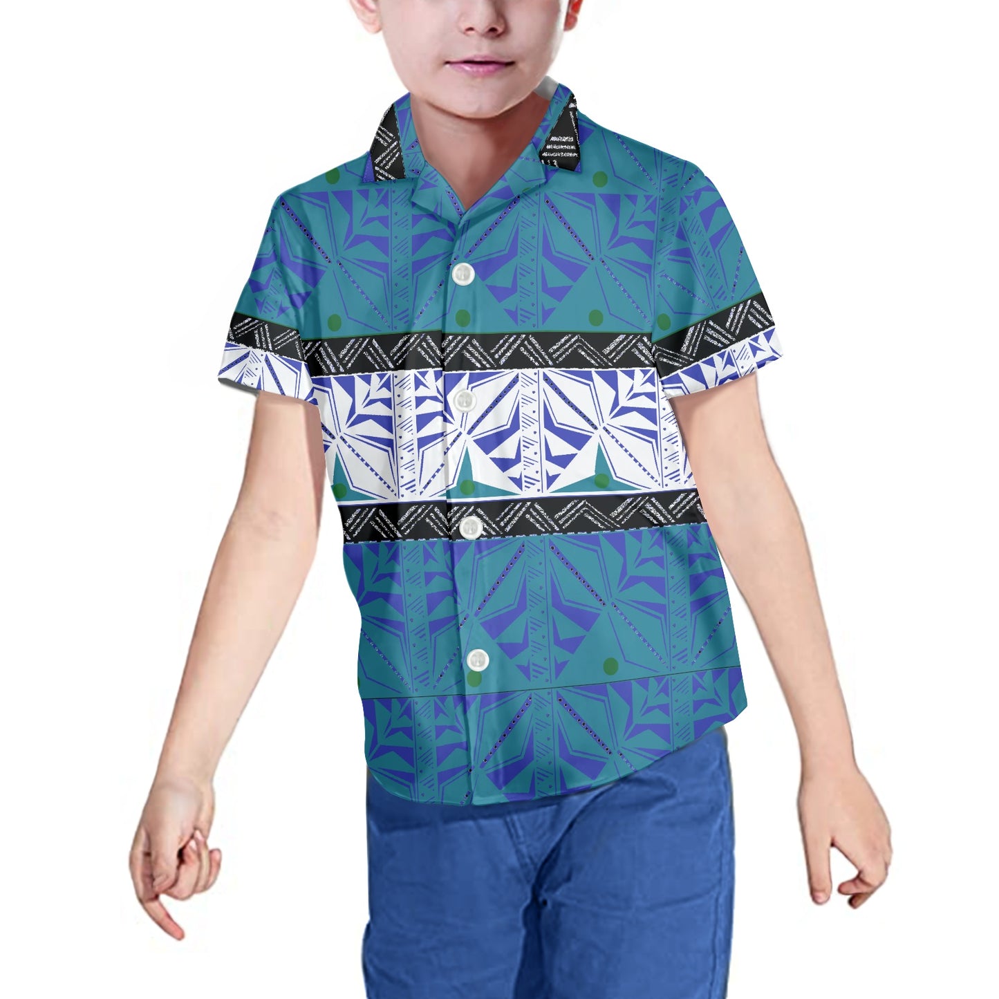 Chemise matt imprimée bleu