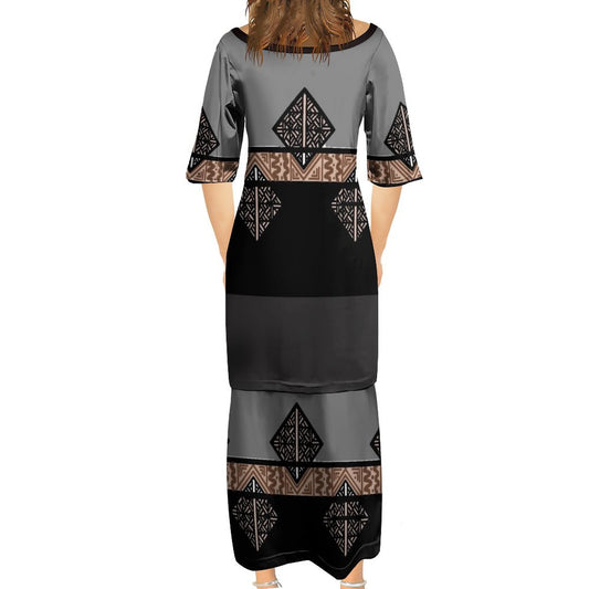 Ensemble haut/jupe tricolore motif gatu