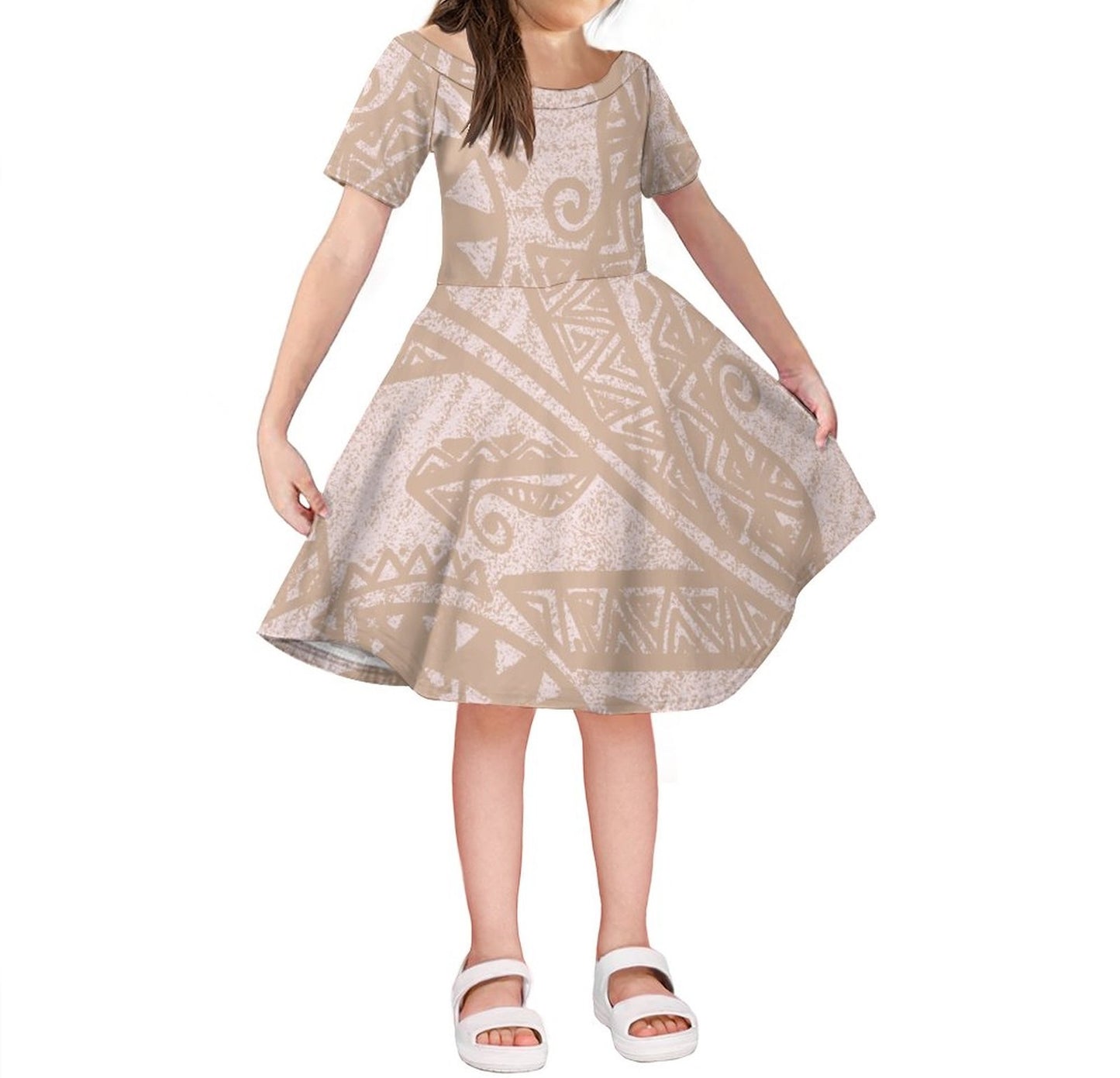 Robe laa imprimée beige
