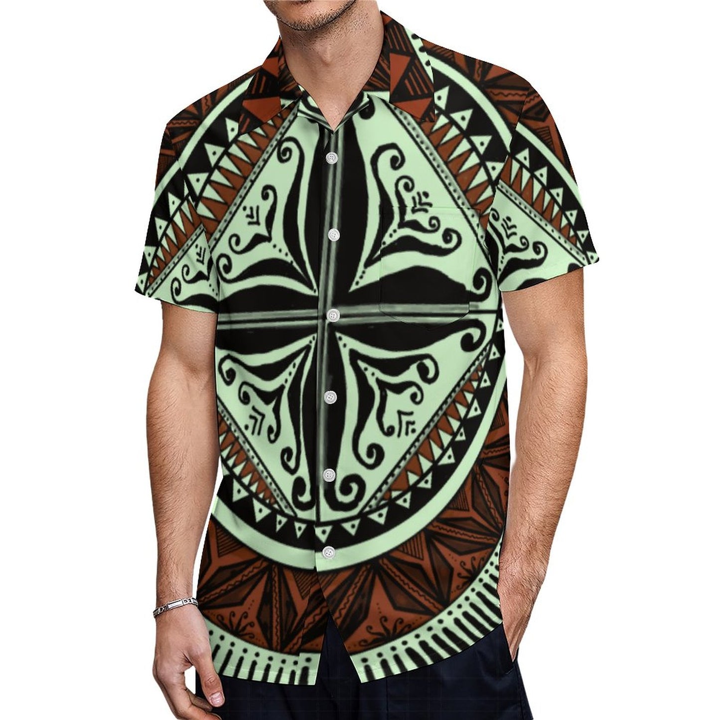 Chemise hévi vert imprimée gatu