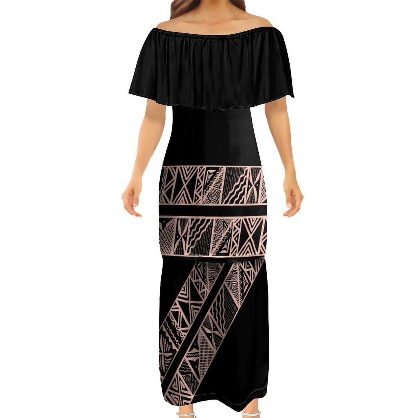 Ensemble haut/jupe noir motif gatu