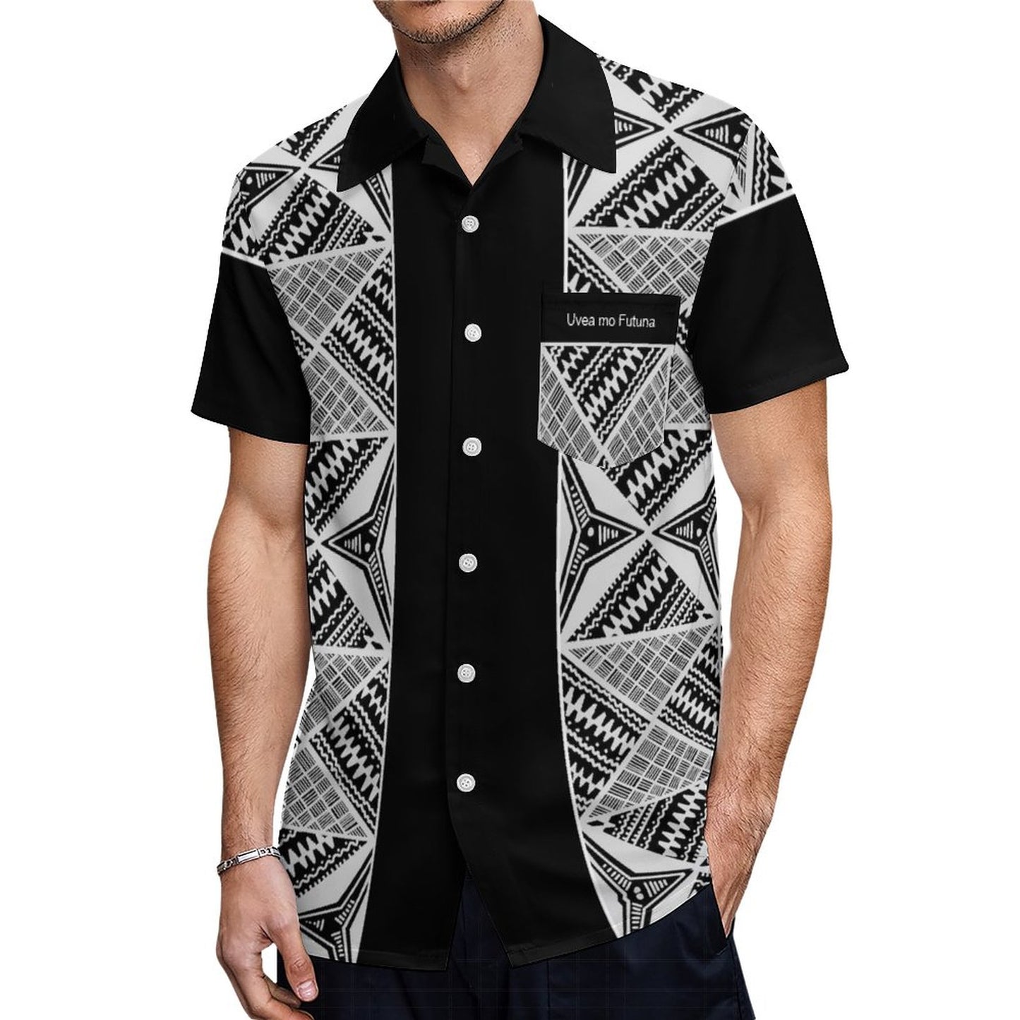 Chemise hévi noir imprimée gatu