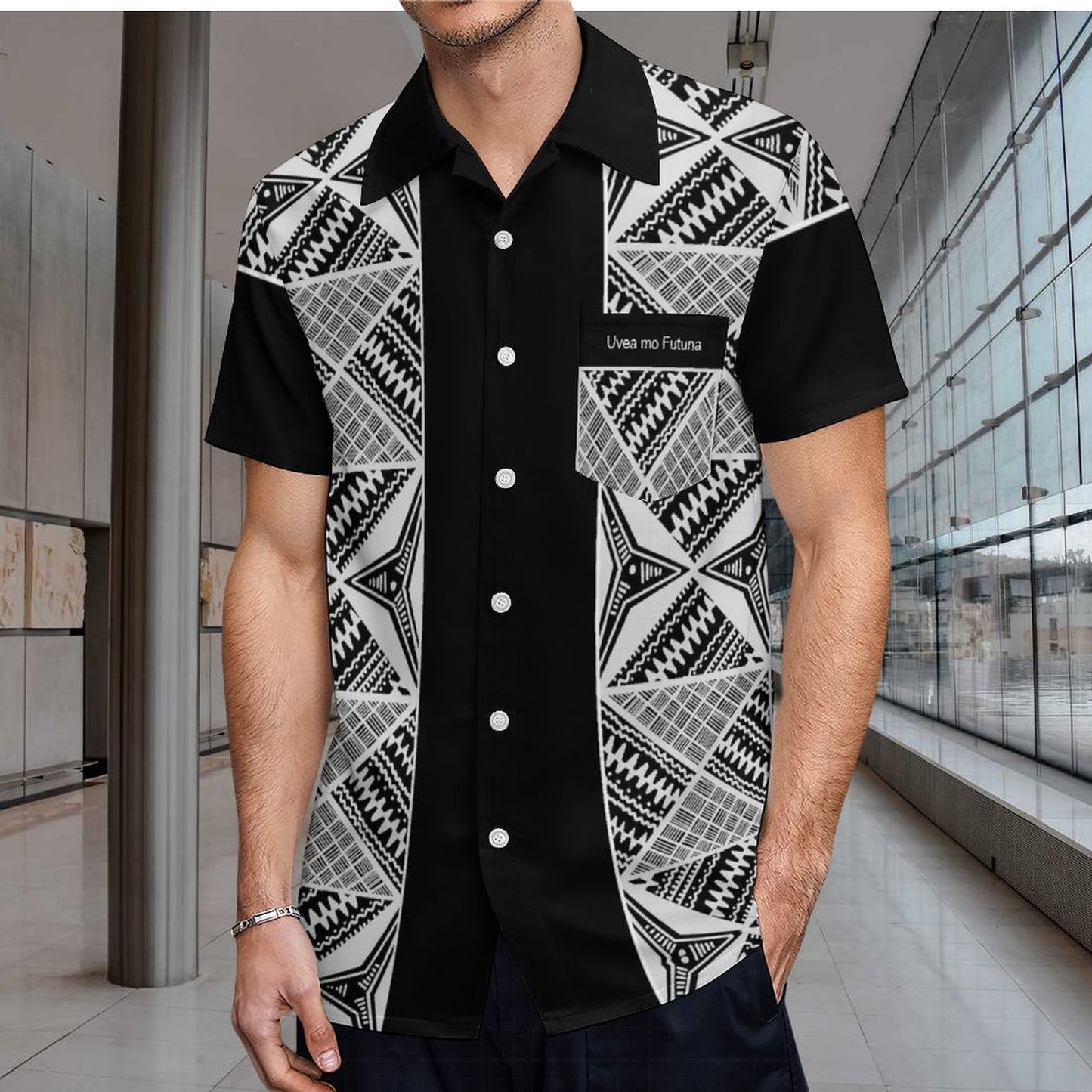 Chemise hévi noir imprimée gatu