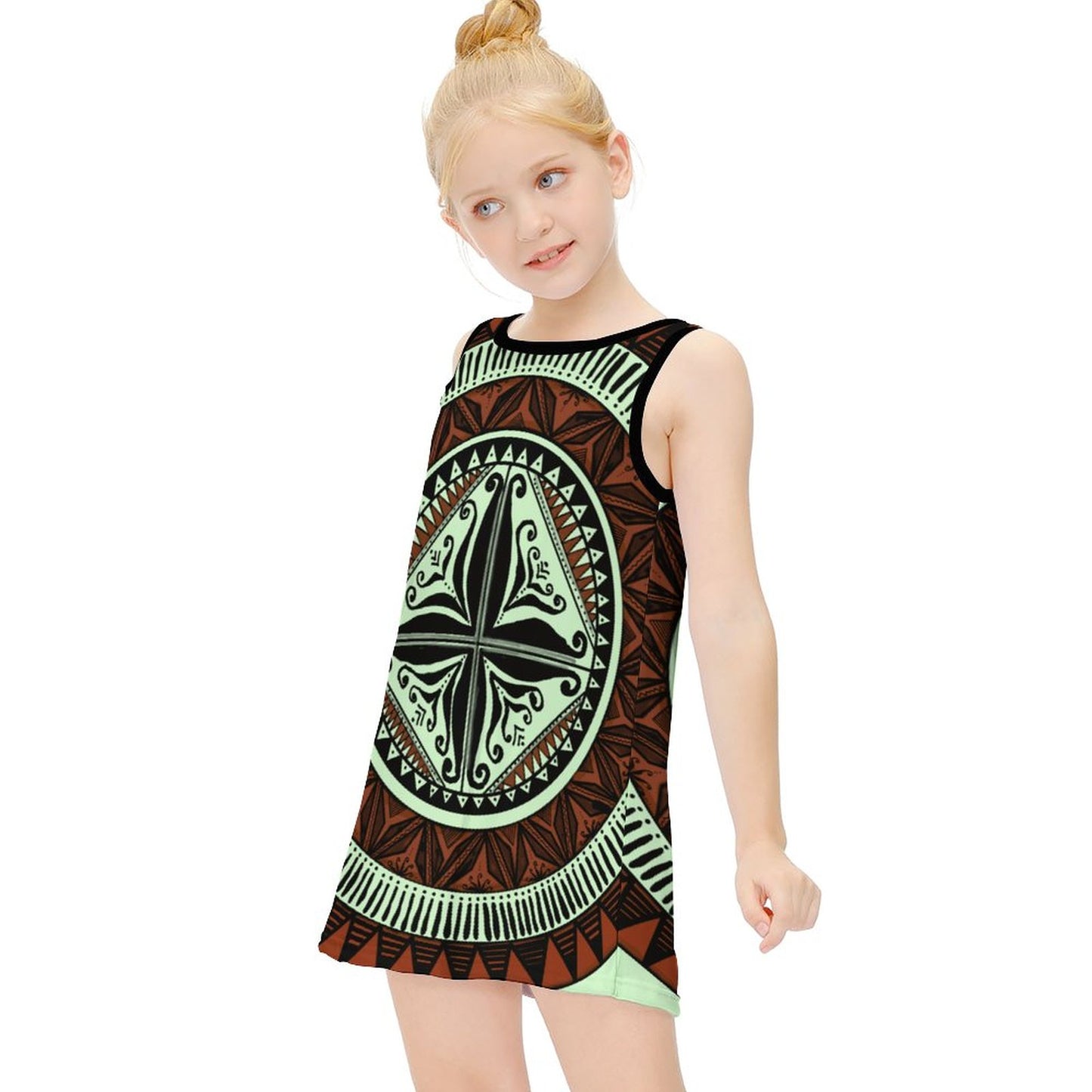 Robe lina vert imprimée gatu