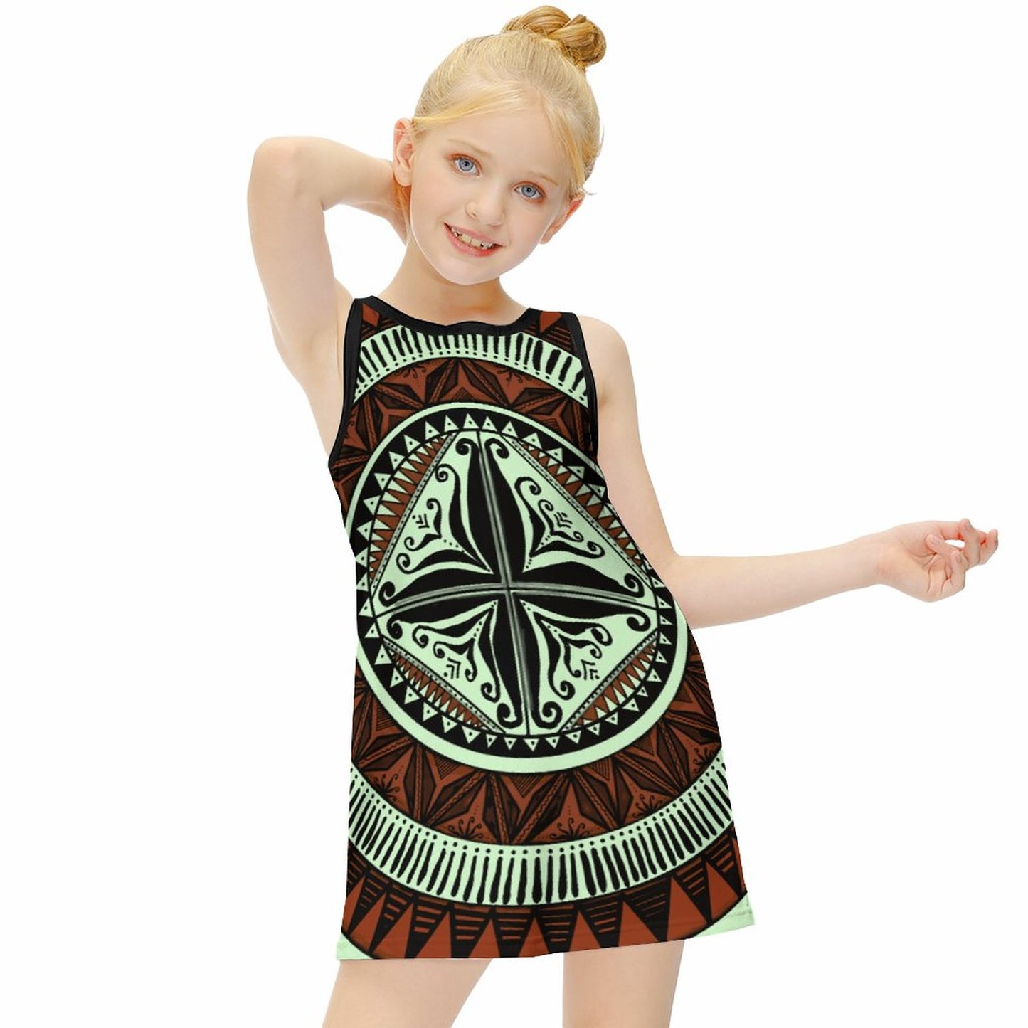 Robe lina vert imprimée gatu