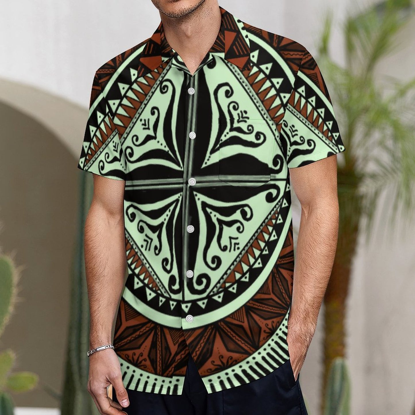Chemise hévi vert imprimée gatu