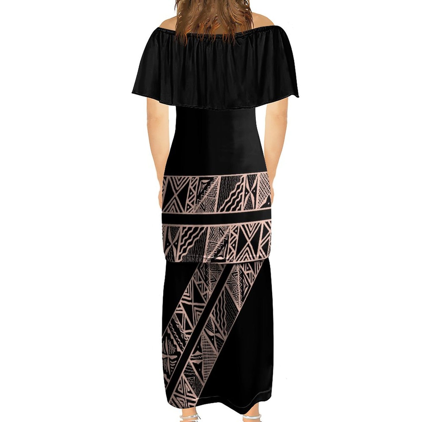 Ensemble haut/jupe noir motif gatu