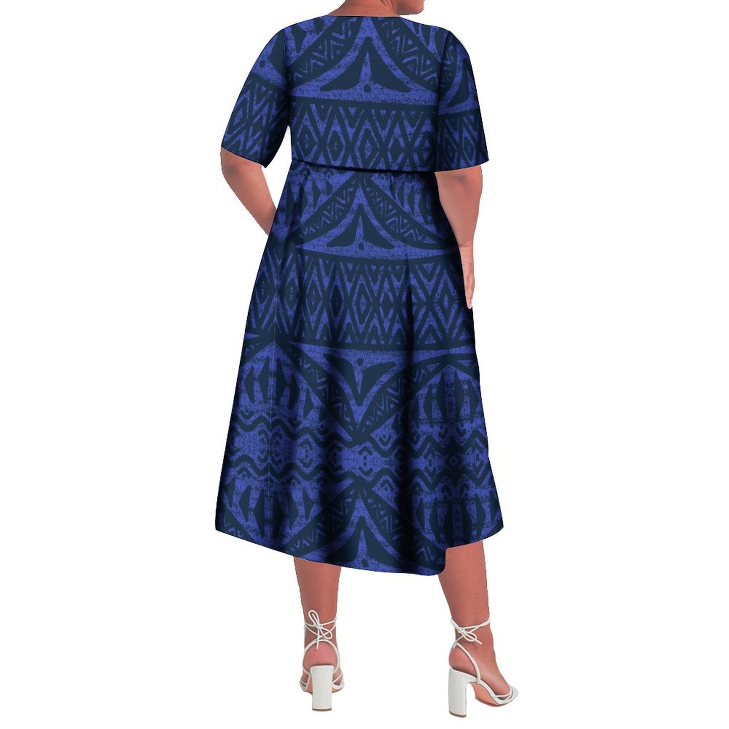 Robe Ismé cache-coeur imprimée bleu