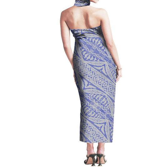 Robe sala bleu/gris imprimée