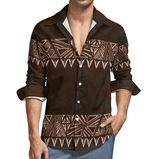 Chemise mata imprimée gatu marron