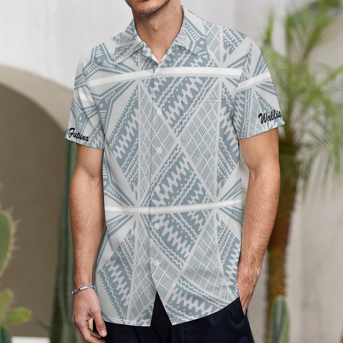 Chemise hévi bleu clair imprimée gatu