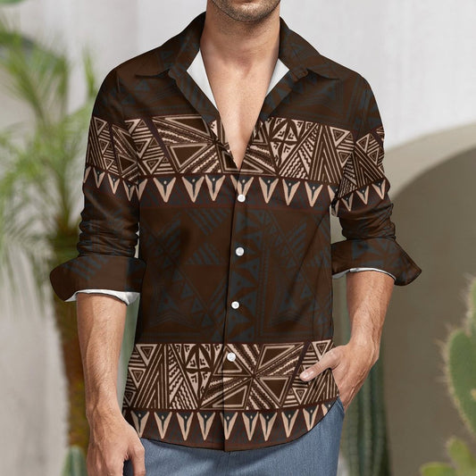 Chemise mata imprimée gatu marron