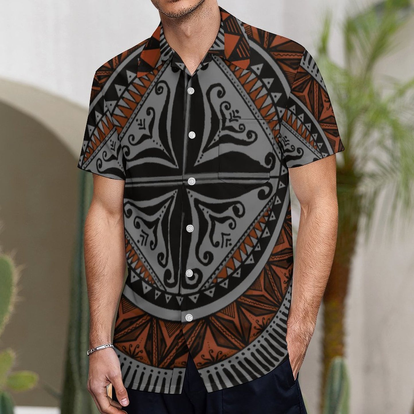 Chemise hévi gris imprimée gatu