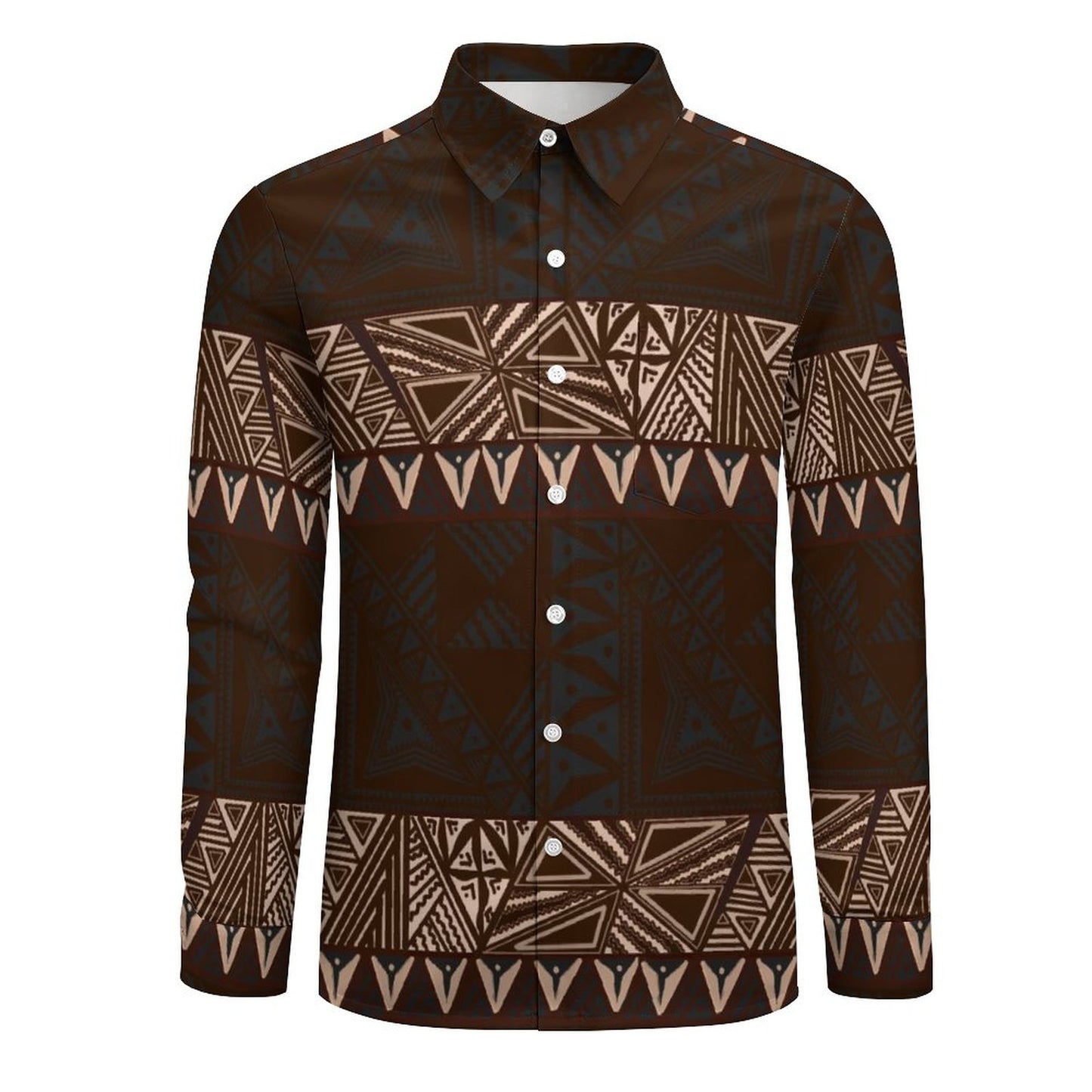 Chemise mata imprimée gatu marron