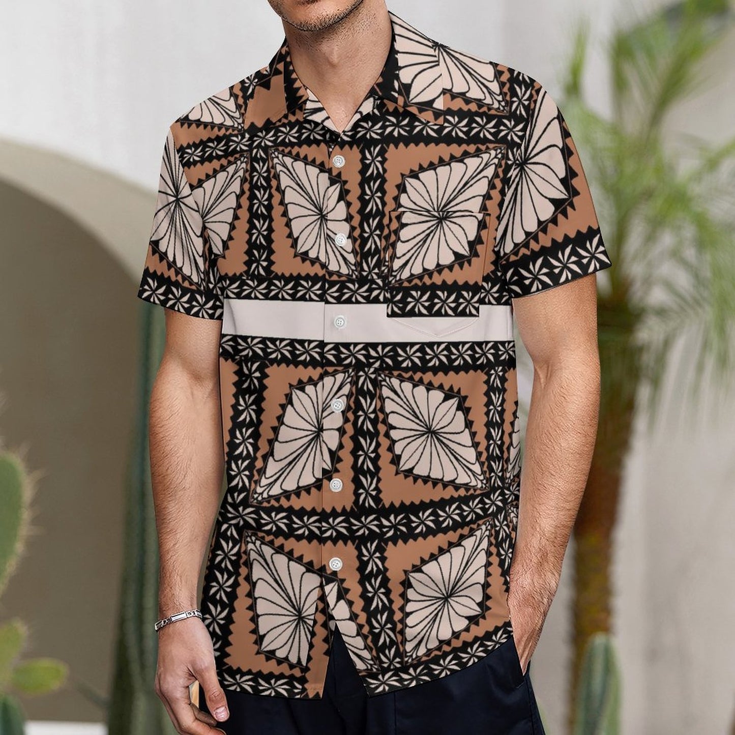 Chemise hévi marron imprimé gatu toga