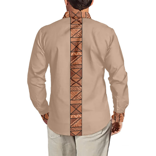 Chemise mata marron claire imprimée gatu