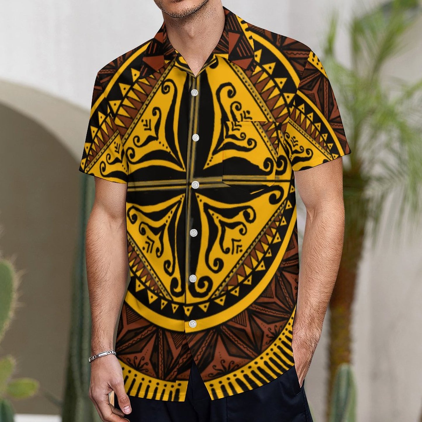 Chemise hévi jaune imprimée gatu