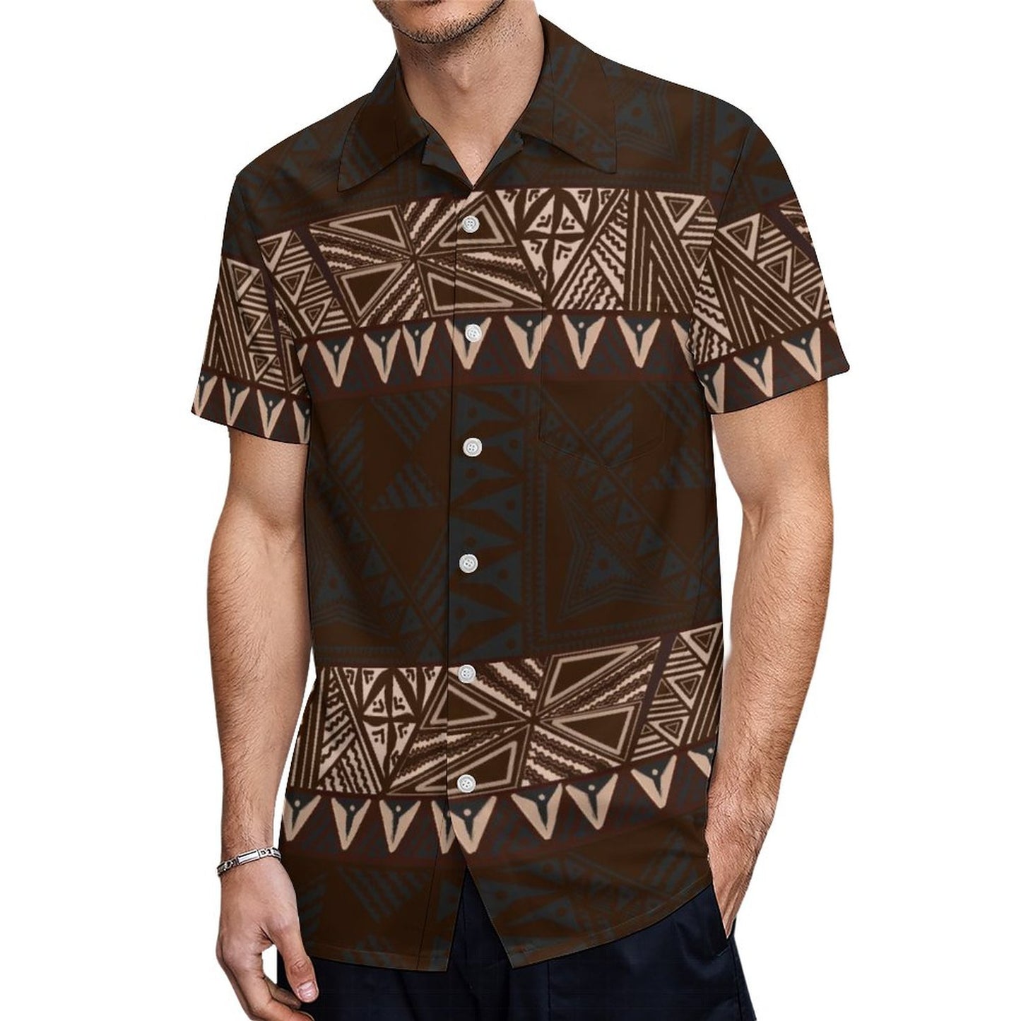 Chemise hévi marron imprimée gatu