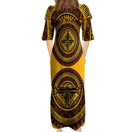Ensemble kati jaune fluo haut col croisé/jupe motif gatu