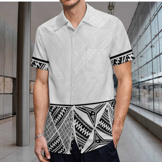 Chemise hévi blanc imprimée gatu noir