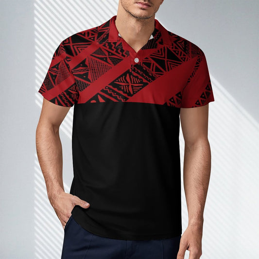 Polo pio imprimé bicolore rouge