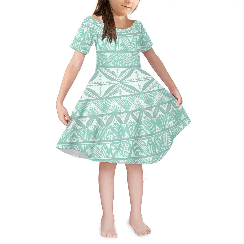 Robe lina blanc imprimée gatu vert