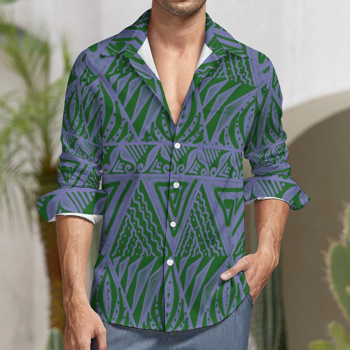 Chemise orion vert  imprimé gatu